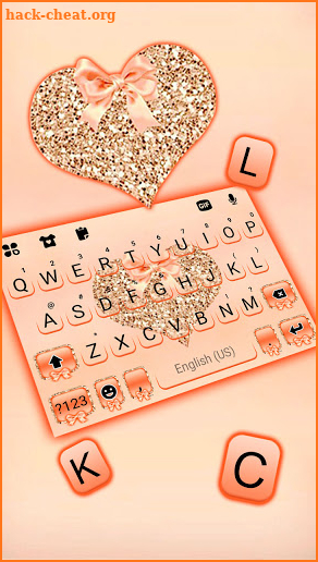 Glitter Heart Coral Keyboard Background screenshot