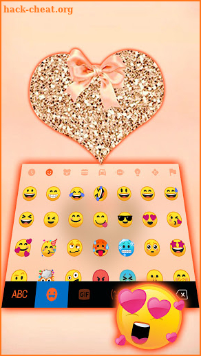 Glitter Heart Coral Keyboard Background screenshot