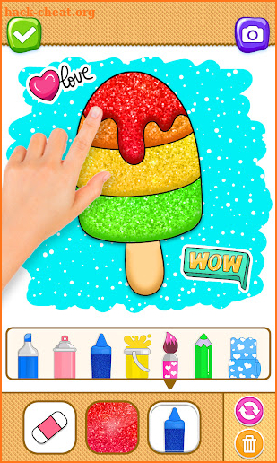 Glitter ice cream coloring fun screenshot