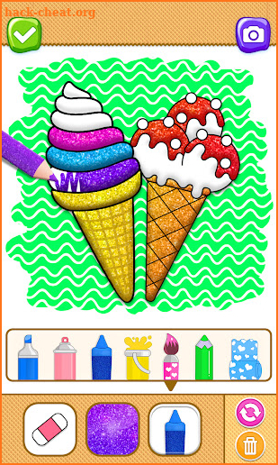 Glitter ice cream coloring fun screenshot