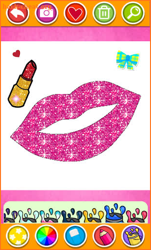 Glitter Lips with Makeup Brush Set coloring Game screenshot