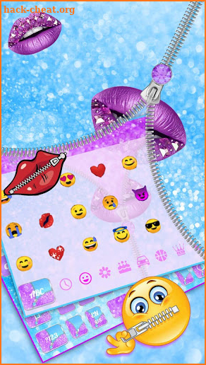 Glitter Lips Zipper Keyboard Theme screenshot