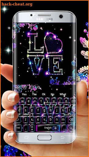 Glitter Neon Love Keyboard screenshot