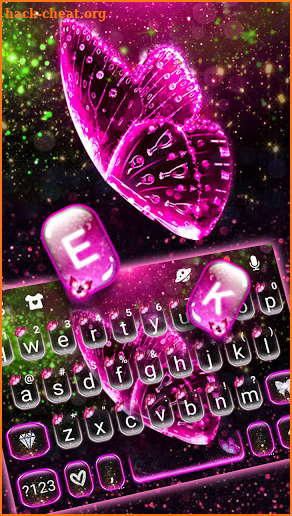 Glitter Pink Butterfly Keyboard Theme screenshot