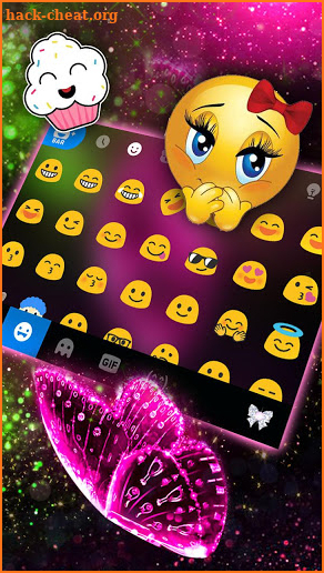 Glitter Pink Butterfly Keyboard Theme screenshot
