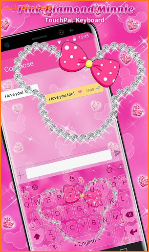 Glitter Pink Diamond Minny Keyboard Theme screenshot
