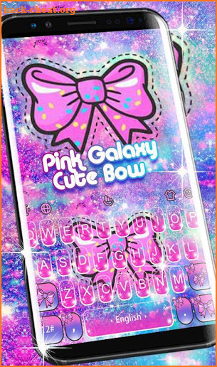 Glitter Pink Galaxy Cute Bow Keyboard Theme screenshot