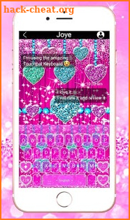 Glitter Pink Heart Keyboard Theme screenshot