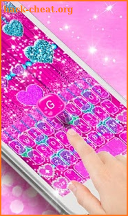 Glitter Pink Heart Keyboard Theme screenshot