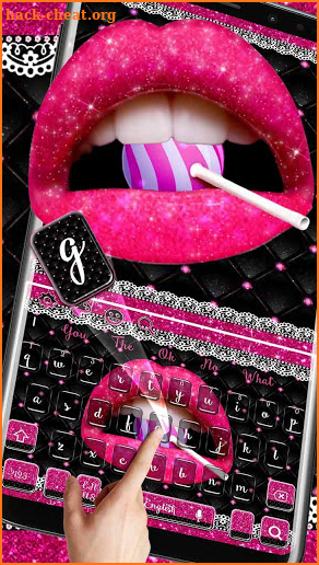 Glitter Pink Lips Keyboard Theme screenshot