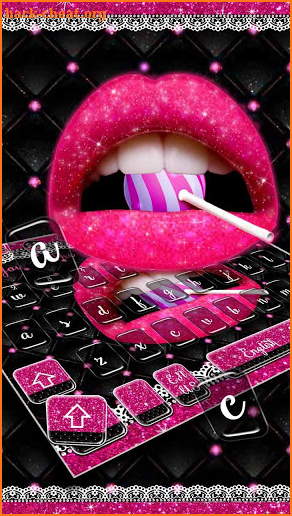 Glitter Pink Lips Keyboard Theme screenshot