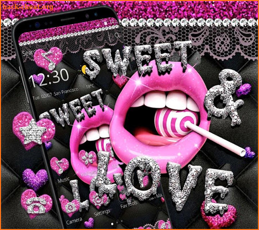 Glitter Pink Lips Sweet Love Theme screenshot