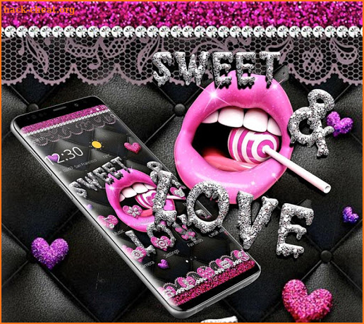 Glitter Pink Lips Sweet Love Theme screenshot