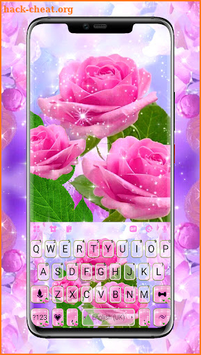Glitter Pink Roses Keyboard Background screenshot