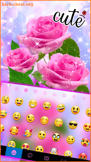 Glitter Pink Roses Keyboard Background screenshot
