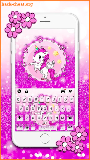 Glitter Purple Unicorn Keyboard Theme screenshot