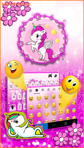 Glitter Purple Unicorn Keyboard Theme screenshot