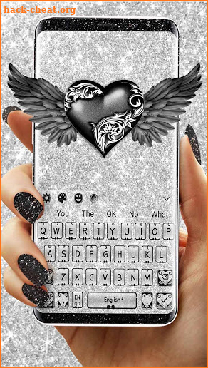 Glitter Silver Heart Keyboard Theme screenshot