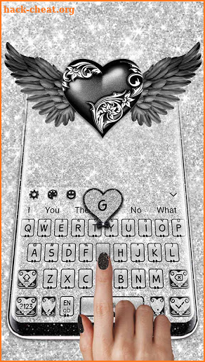 Glitter Silver Heart Keyboard Theme screenshot