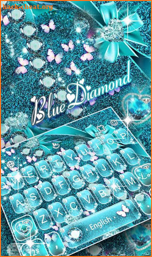 Glitter Sparkling Blue Diamonds Keyboard Theme screenshot
