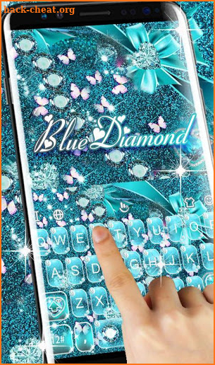 Glitter Sparkling Blue Diamonds Keyboard Theme screenshot