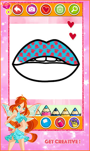Glitter Toy Lips with Makeup Brush Set coloring screenshot