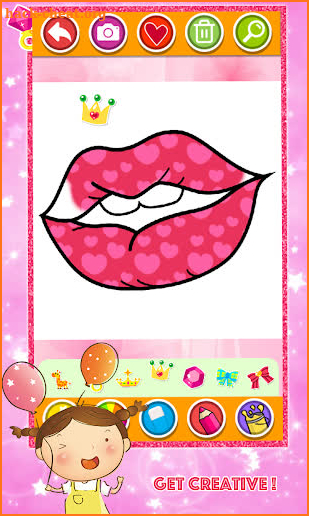 Glitter Toy Lips with Makeup Brush Set coloring screenshot