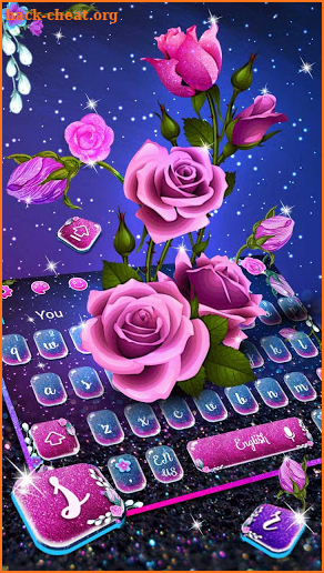 Glitter Violet Rose Flower Keyboard screenshot
