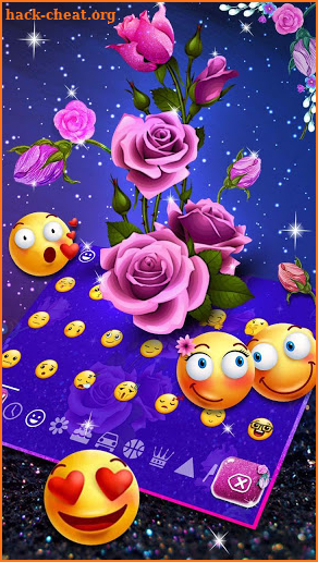 Glitter Violet Rose Flower Keyboard screenshot