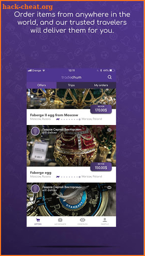 Global peer-to-peer shopping and delivery platform screenshot