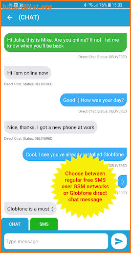 Globfone SMS Messenger screenshot
