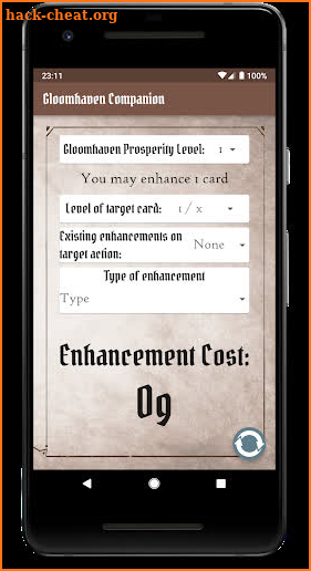 Gloomhaven Enhancement Calculator screenshot