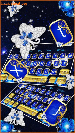 Glossy Blue Butterfly Keyboard Theme screenshot