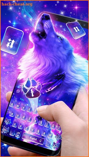 Glossy Galaxy Wild Wolf Keyboard Theme screenshot