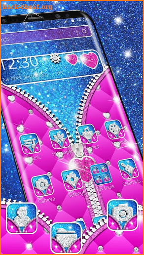 Glossy Glitter Love Zipper Theme screenshot