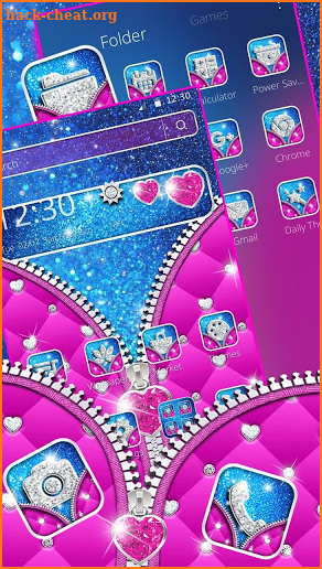 Glossy Glitter Love Zipper Theme screenshot