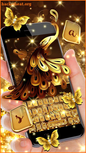 Glossy Golden Glitter Keyboard - Butterfly Theme screenshot