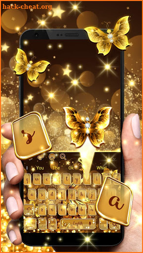 Glossy Golden Glitter Keyboard - Butterfly Theme screenshot