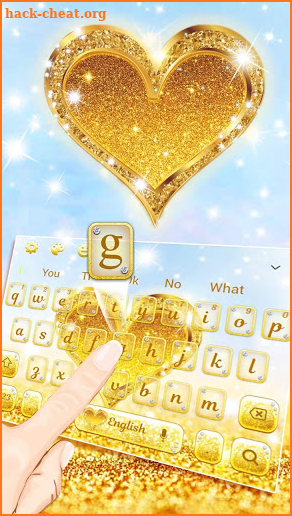 Glossy Golden Love Heart Keyboard Theme screenshot