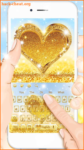 Glossy Golden Love Heart Keyboard Theme screenshot