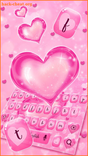 Glossy Pink Love Heart Keyboard Theme screenshot
