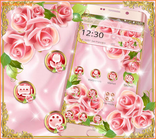 Glossy Pink Rose Gold theme screenshot