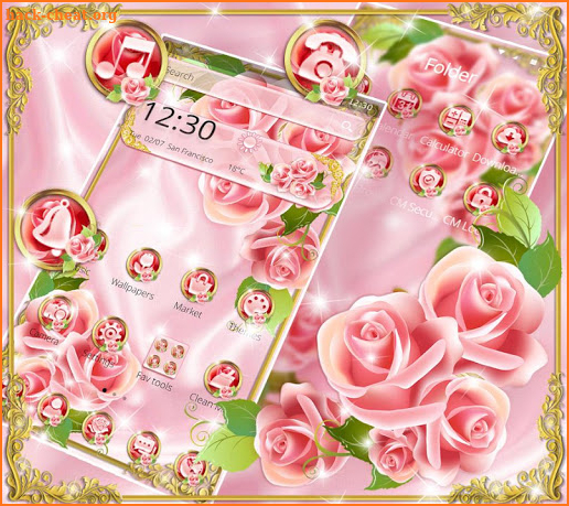 Glossy Pink Rose Gold theme screenshot