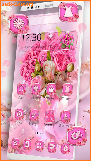 Glossy Pink Roses Launcher Theme screenshot