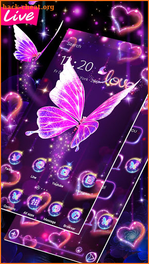 Glow 3D Neon Butterfly Theme screenshot