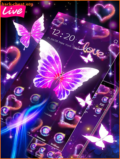 Glow 3D Neon Butterfly Theme screenshot