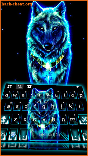 Glow Ice Wolf Keyboard Background screenshot
