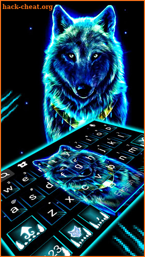 Glow Ice Wolf Keyboard Background screenshot