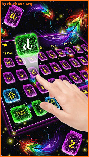 Glowing Neon Feather Keyboard Theme screenshot
