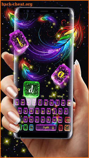 Glowing Neon Feather Keyboard Theme screenshot